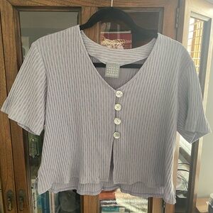 Vintage Lavender Button-Down Crop Top